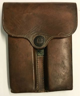 Wwi 1914 Dated Us Army Leather.  45 Auto Mag Pouch W/rimmed Eagle Snaps