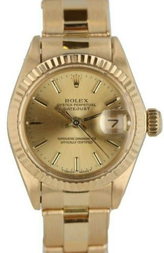 Vintage 18k Gold Rolex Ladies Datejust 6917 on 7204 Oyster Rivet Bracelet 2