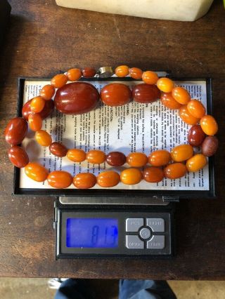 81 grams Antique Baltic Egg Yolk Butterscotch Amber Prayer Beads 12
