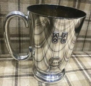 Vintage Aofb Silver Plated & Enamel Tankard Ancient Order Froth Blowers