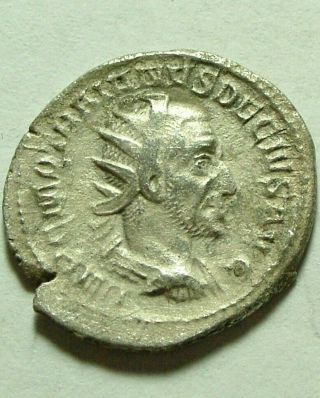 ancient Roman silver coin Antoninianus Trajan Decius 249 AD Victory palm 2