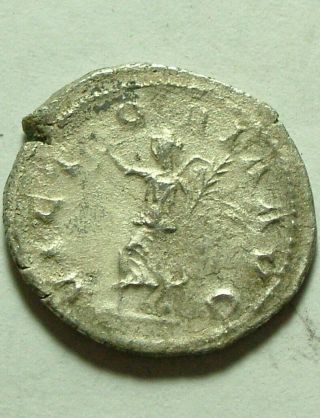 ancient Roman silver coin Antoninianus Trajan Decius 249 AD Victory palm 3