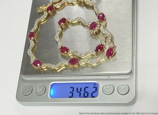 15ctw Natural Ruby 5ctw Diamond 14k Necklace White Yellow Gold Princess 34.  6gr 10