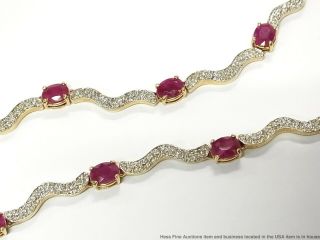 15ctw Natural Ruby 5ctw Diamond 14k Necklace White Yellow Gold Princess 34.  6gr 4