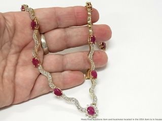 15ctw Natural Ruby 5ctw Diamond 14k Necklace White Yellow Gold Princess 34.  6gr 9