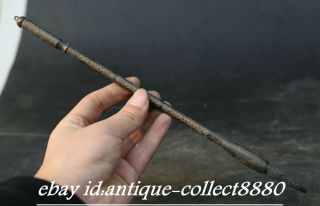 10.  6 " Antique Chinese Bronze Carved Ancient Decorative Pattern Writing Brush Pen