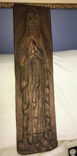 hand carved wood Madonna W&j Sloane San Francisco Early 1900’s Nun Saint 2
