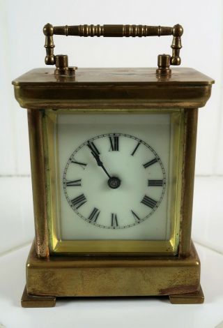 Antique Waterbury Miniature Carriage Clock - Time/strike - Brass/glass - 4.  5 In