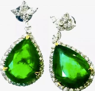 $399,  000⭐ 26 Ctw⭐FiNe Gorgeous EStaTE.  UNTREATED EMERALD FancY DIAMOND EARRINGS 6