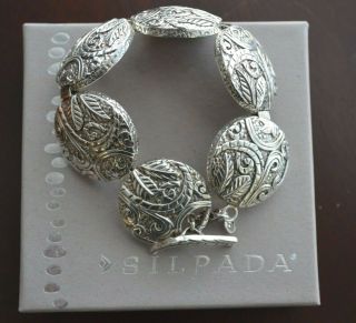 Silpada Sterling Silver Ancient Scroll Swirl Disc Link Bracelet B2092 $349