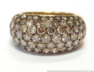 18k Gold 3ctw Diamond Ring Natural Fancy Cocoa Pavé Designer Signed Dome 10gr