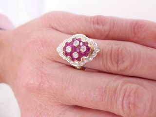 18ct gold ruby diamond ring,  art deco design 18k 750 6