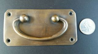 2 Antique Vintage Style Solid Brass Box Trunk Chest Door Handles 4 1/4 