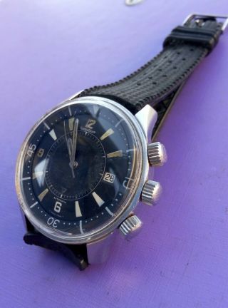 EXTRIMLY RARE 1968 JAEGER LECOULTRE POLARIS E859 MEMOVOX 42MM Men ' s Watch 2