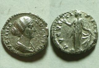 Ancient Roman Silver Coin Denarius Faustina A Pius Marcus Aurelius Venus Victory