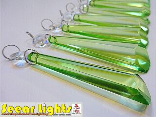 Sage Green Chandelier Light Parts 10 Glass Crystals Icicle Beads Drops Droplets
