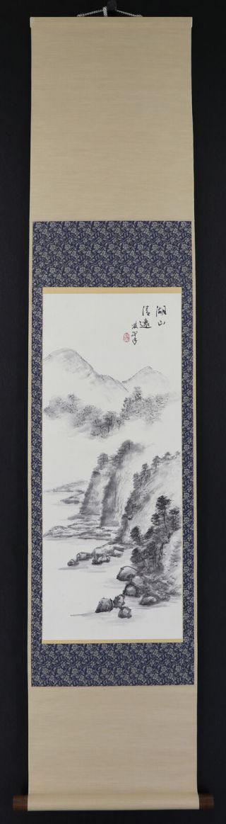 JAPANESE HANGING SCROLL ART Painting Sansui Landscape Asian antique E6835 2