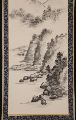 JAPANESE HANGING SCROLL ART Painting Sansui Landscape Asian antique E6835 4