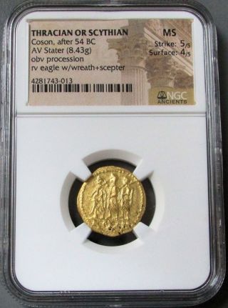 54 BC GOLD ANCIENT SCYTHIAN STATER COSON COINAGE NGC STATE 5/4 3