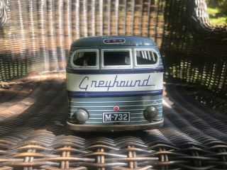 Vintage Greyhound Lines Express Scenicruiser M - 732 Friction Tin Toy Bus 10 3/4”L 4