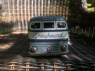 Vintage Greyhound Lines Express Scenicruiser M - 732 Friction Tin Toy Bus 10 3/4”L 5