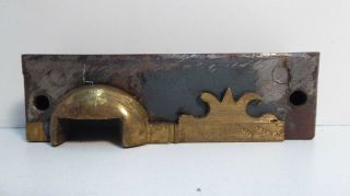 Antique Victorian Brass Door Rim Lock Strike Plate Keep Keeper Latch Carpenter