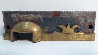 ANTIQUE VICTORIAN BRASS DOOR RIM LOCK STRIKE PLATE KEEP KEEPER LATCH CARPENTER 5