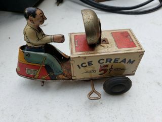 Waltreach By Courtland Wind Up Tin Toy Ice Cream Cart 1940s?