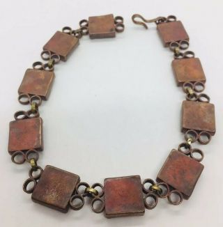 Robert Lee Morris Rare Brass Copper Metal & Tiffany Favrile Glass Necklace 1980s 10
