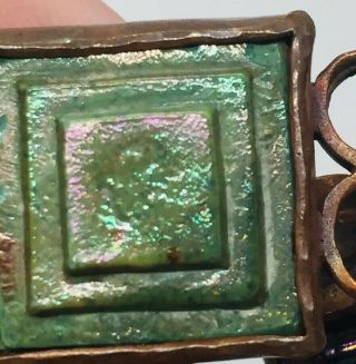 Robert Lee Morris Rare Brass Copper Metal & Tiffany Favrile Glass Necklace 1980s 5