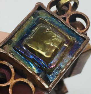 Robert Lee Morris Rare Brass Copper Metal & Tiffany Favrile Glass Necklace 1980s 8