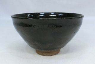 F455: Japanese old SETO pottery tea bowl of TENMOKU - CHAWAN. 4