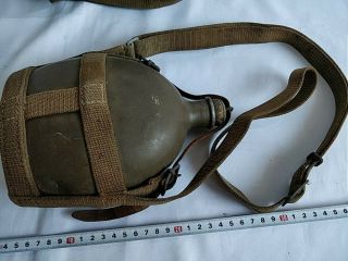 WW2 Japanese Military Soldier ' s Canteen with Stopper overall,  Lether bag set - 716 - 8