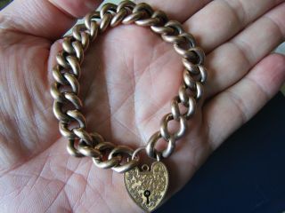 Lovely Antique Victorian Ladies 9ct Rose Gold Bracelet 8 Inch Charm Vgc