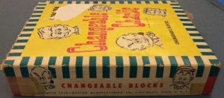 VERY RARE Vtg.  Changeable Charlie Blocks 1948 Box 4,  194,  304 Diff.  Faces 5