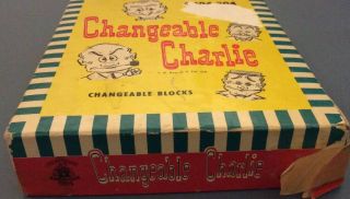 VERY RARE Vtg.  Changeable Charlie Blocks 1948 Box 4,  194,  304 Diff.  Faces 6