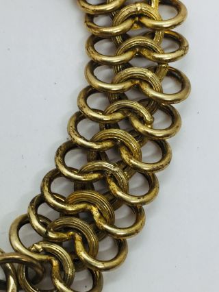 Antique Victorian Sterling Silver Gold Vermeil Link Acorn Padlock Charm Bracelet 3