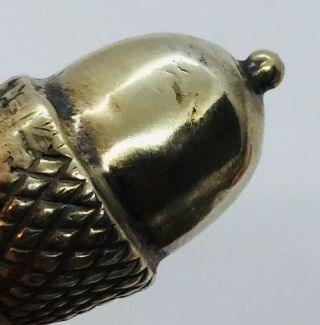 Antique Victorian Sterling Silver Gold Vermeil Link Acorn Padlock Charm Bracelet 4