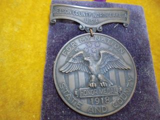 Vintage 1918 Honor Metal From Nelson County North Dakota - Ww I Metal