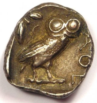Ancient Athens Greece Athena Owl Tetradrachm Coin (440 - 404 BC) - XF 2
