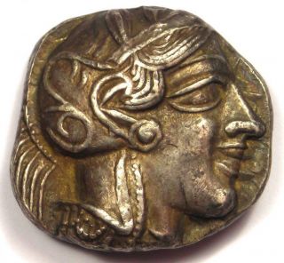 Ancient Athens Greece Athena Owl Tetradrachm Coin (440 - 404 BC) - XF 3