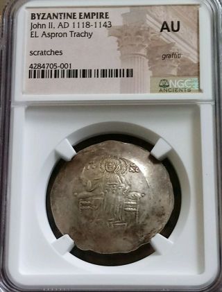 Byzantine Empire John Ii Aspron Trachy Ngc Au Ancient Gold Coin