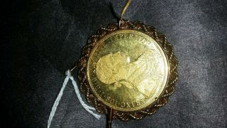 1915 Franc Ios Imperator 22k Gold Coin Pendant Pin