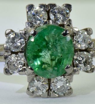 Wow Antique Art - Deco Colombian 1.  3ct Emerald&diamonds Tiffany&co 18k Gold Ring