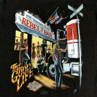 VTG 3D Emblem Shirt Harley Davidson Truckers Only Good Life Rebel Bar 1988 NOS 2