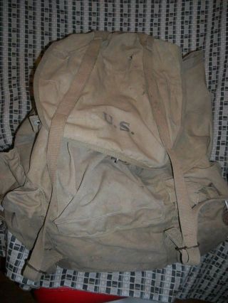 Vtg 40s Wwii United States Military Army Back Pack Field Sack External Frame