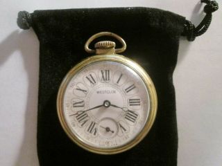 Vintage 16S Westclox Colt Gun Theme Case & Fancy Dial Runs Well. 4