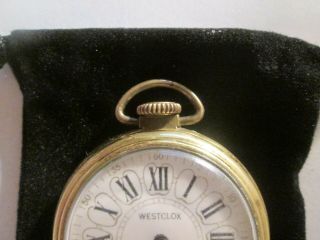 Vintage 16S Westclox Colt Gun Theme Case & Fancy Dial Runs Well. 6