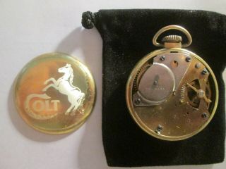 Vintage 16S Westclox Colt Gun Theme Case & Fancy Dial Runs Well. 7