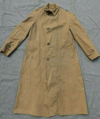 Wwii / Ww2 U.  S.  Army,  U.  S.  Military Raincoat,  Olive Drab Rubberized Canvas,